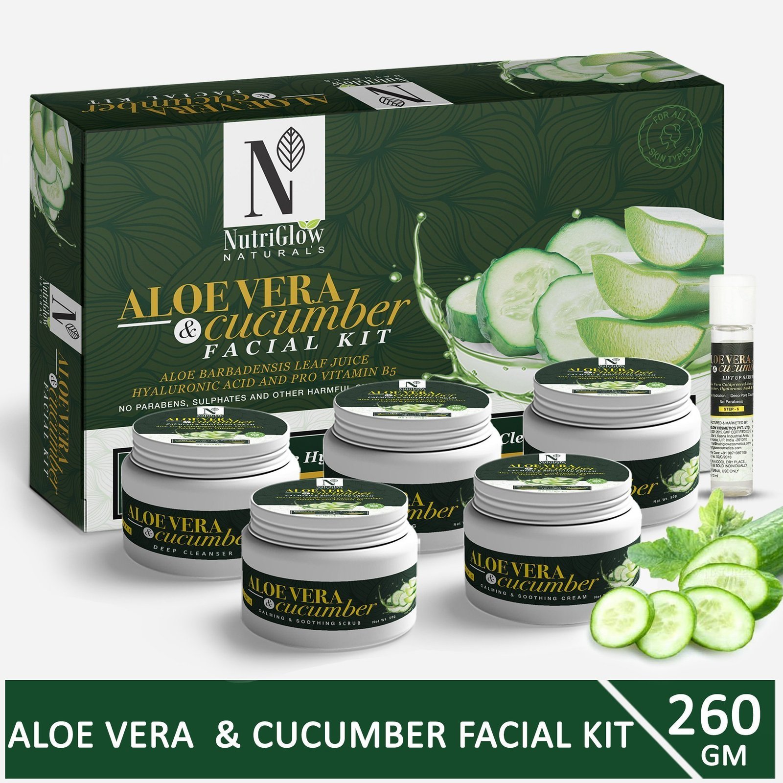 Nutriglow Natural Aloe Vera Cucumber Facial Kit With Hyaluronic Acid