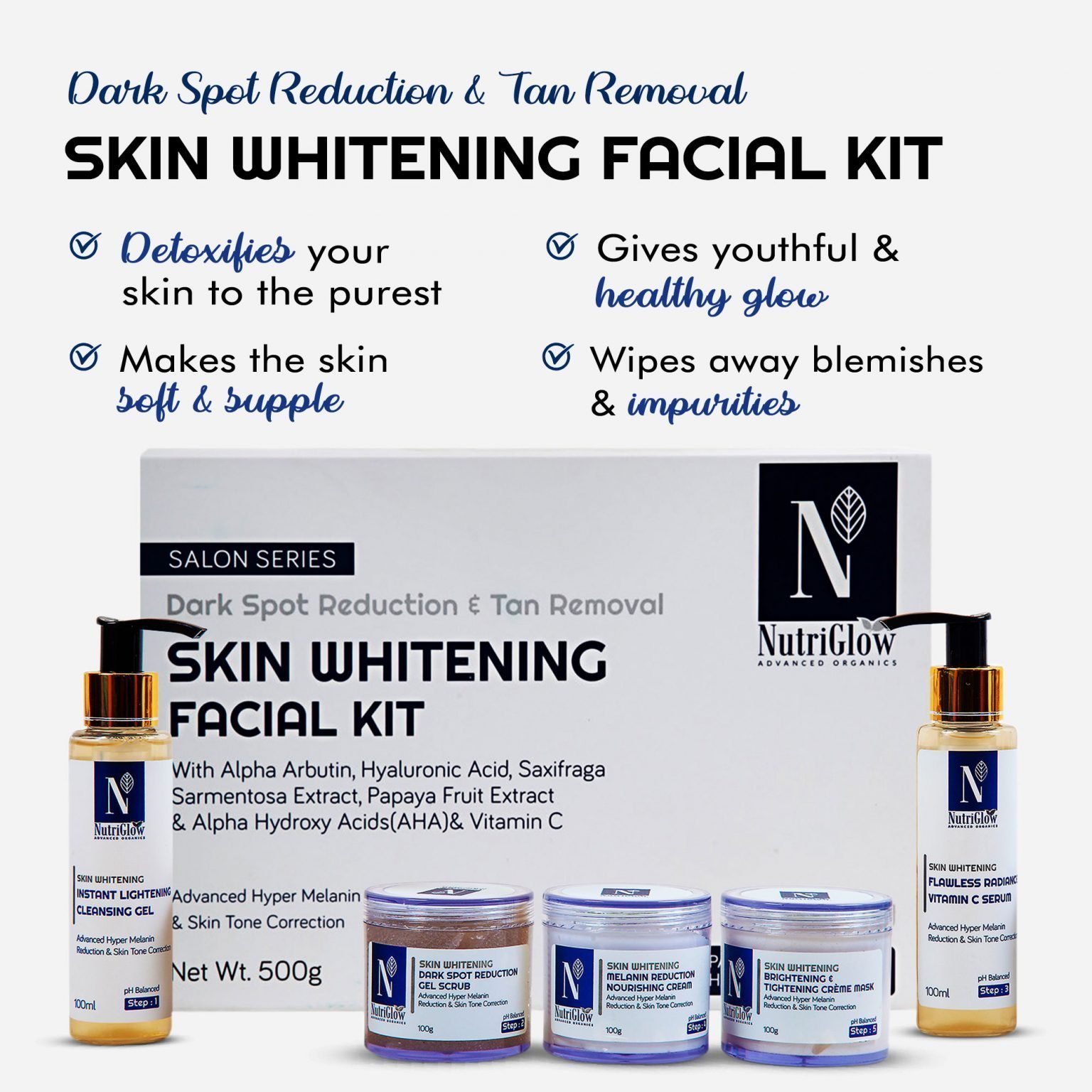 Nutriglow Advanced Organics Skin Whitening Facial Kit