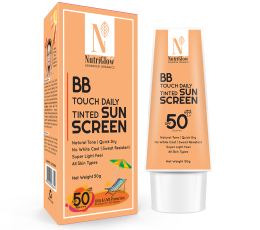 BB Touch Daily Tinted Sunscreen, PA++++, No White Cast, Lightweight / UV A & UV B Blue Light Protection For Unisex, Body & Face, Suitable for Oily, Dry, Sensitive & Combination Skin (50g)